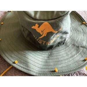 Australia Brim With Kangaroo & Dangles  Hat Sage Green